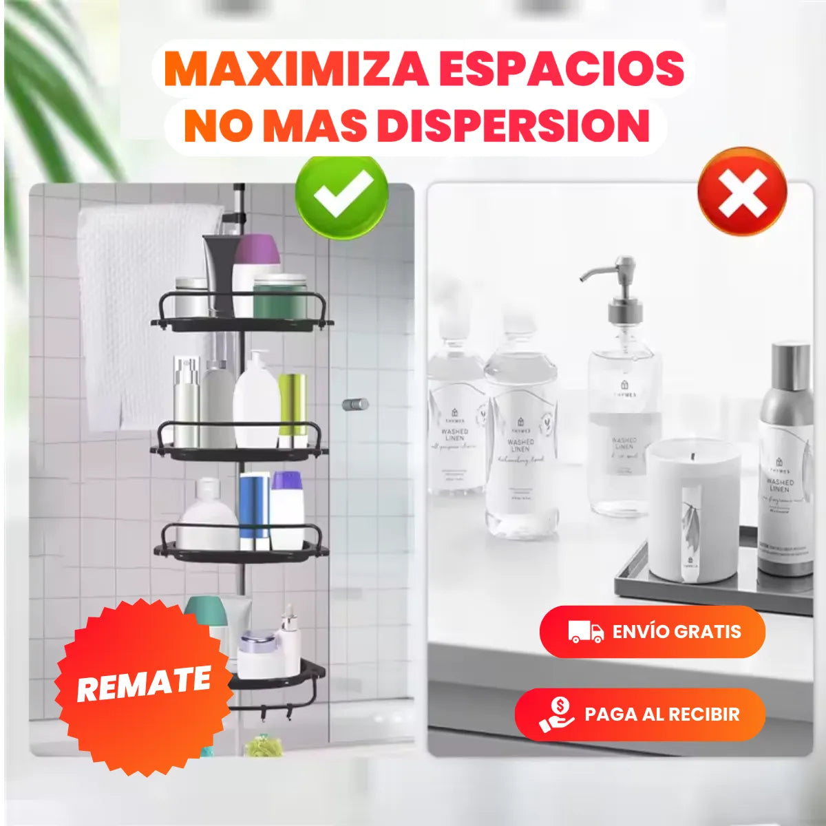 EasyBath™ - Organizador Esquinero Múltiples Niveles - Hasta 3mts