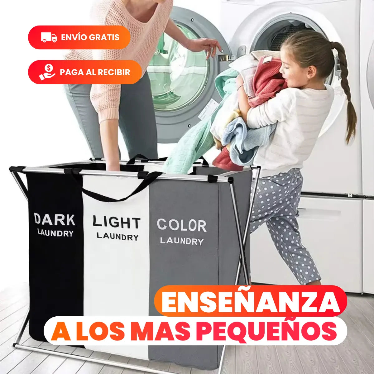 CleanSpace® - Cesto Triple Plegable Para Ropa Sucia