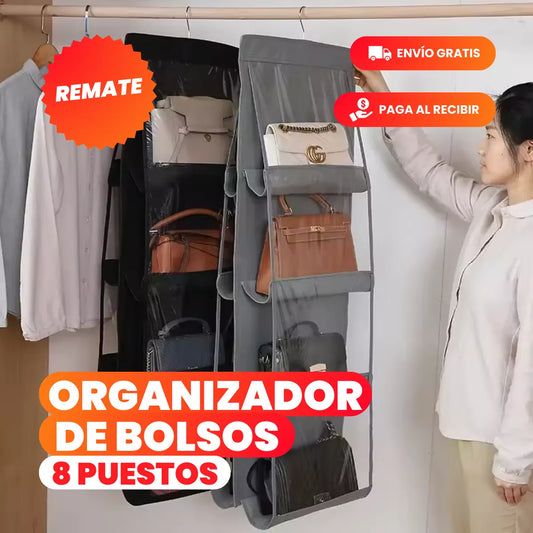 HOMESPACE™ - ORGANIZADOR DE BOLSOS 8 PUESTOS NEGRO - ENVIO GRATIS 😍 ❤️