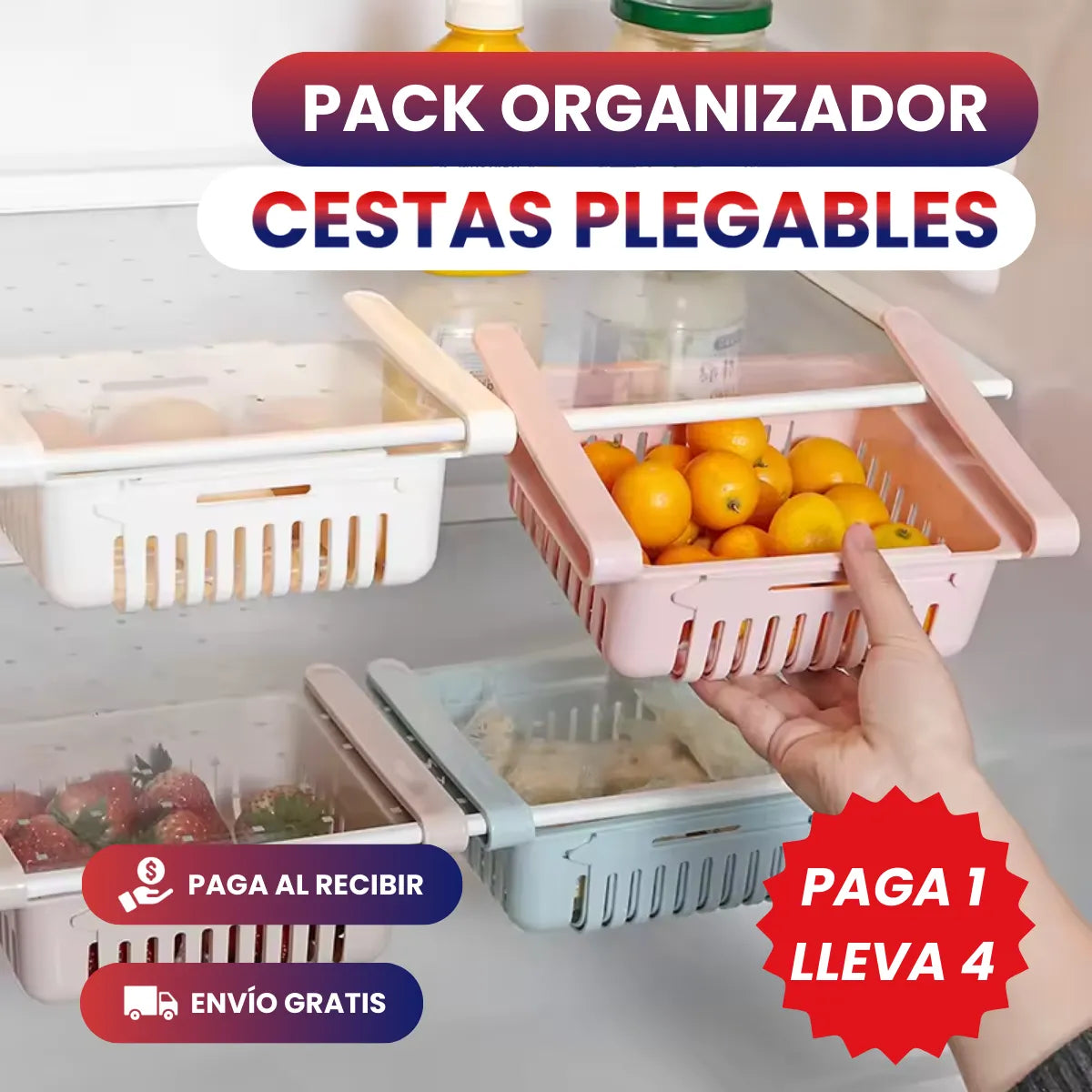 Organizador Multiusos EcoFridge™ - PACK 4 UNIDADES - Adiós al desorden desde YA