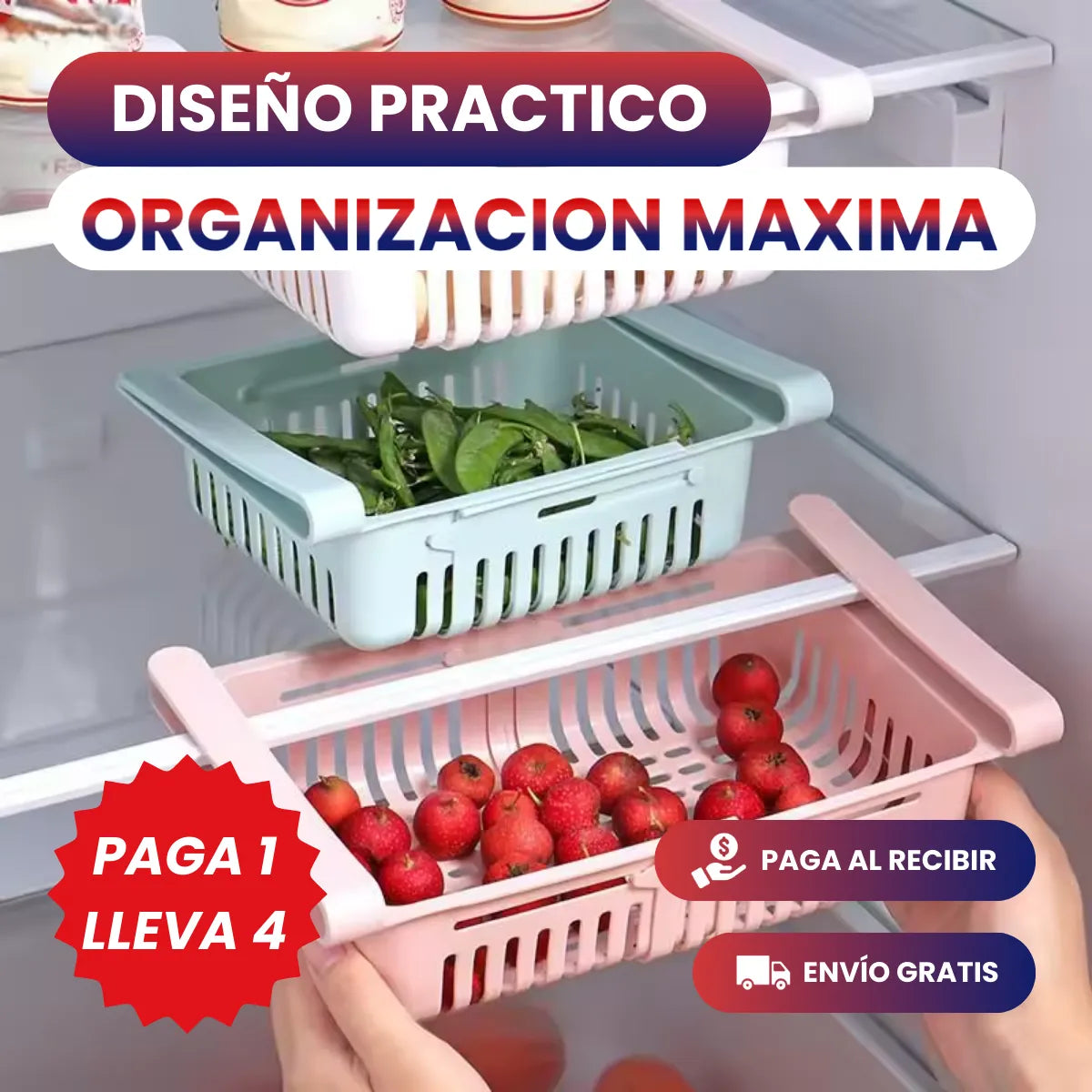 Organizador Multiusos EcoFridge™ - PACK 4 UNIDADES - Adiós al desorden desde YA