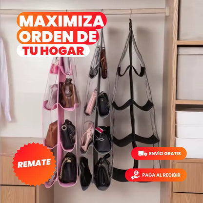 HOMESPACE™ - ORGANIZADOR DE BOLSOS 8 PUESTOS NEGRO - ENVIO GRATIS 😍 ❤️