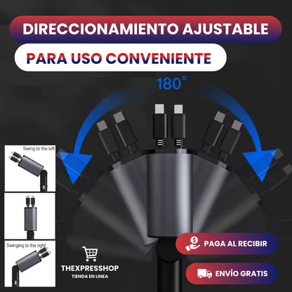 Cargador Carro 4 En 1 Dual Retráctil - CARMAX™