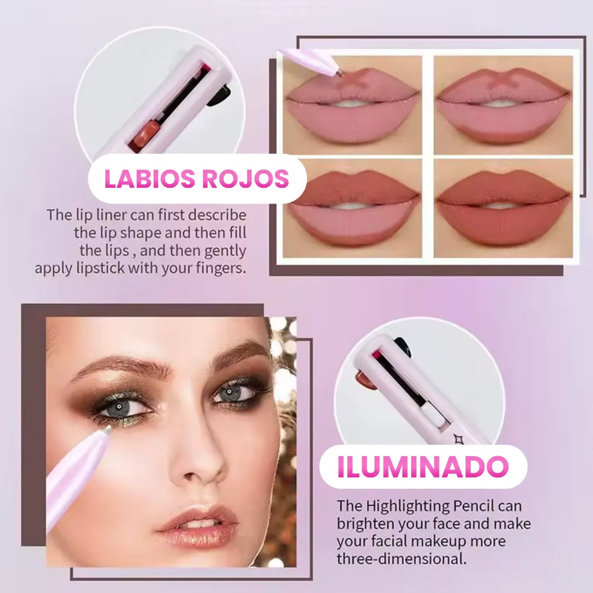 GlamLine™ - DELINEADOR 4 EN 1 (Cejas, labios, ojos e iluminador)