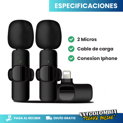 Microfono Inalambrico de Solapa 2x1 - Adaptable Iphone