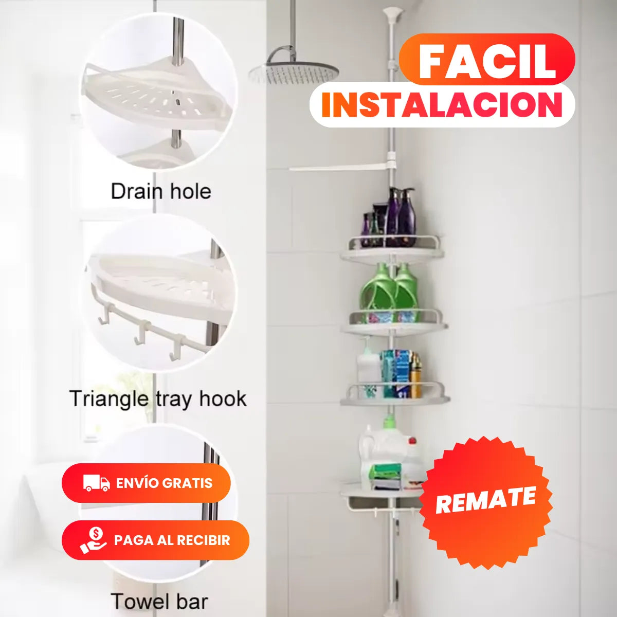 EasyBath™ - Organizador Esquinero Múltiples Niveles - Hasta 3mts