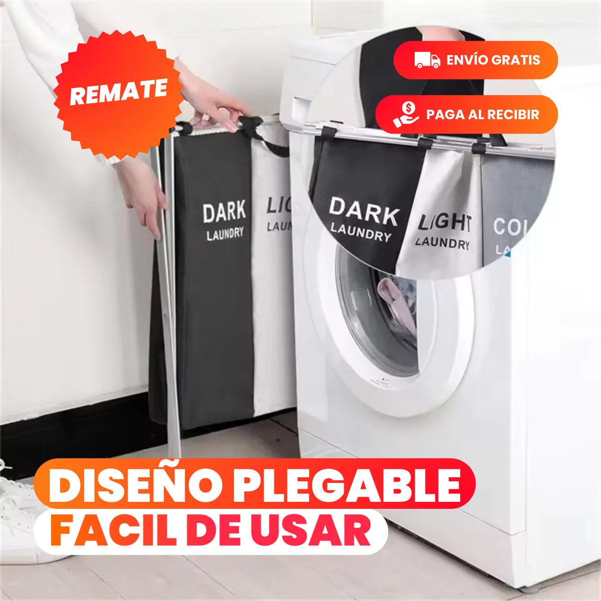 CleanSpace® - Cesto Triple Plegable Para Ropa Sucia