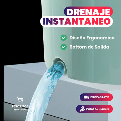 ONECLEAN™ - TRAPEADOR GIRATORIO CON CESTA METÁLICA Y BALDE EXPRIMIDOR