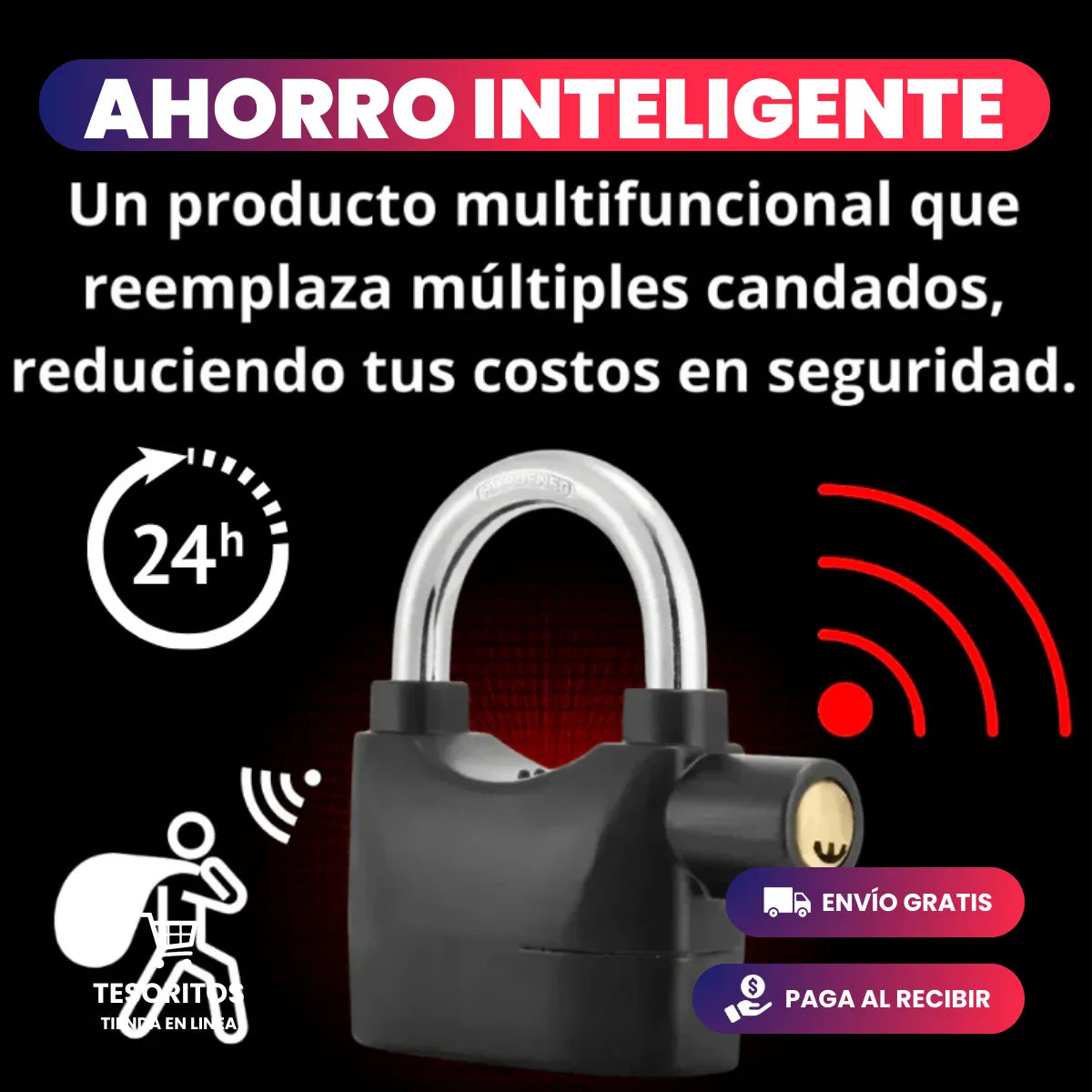 Alarmex™ - Candado Antirrobo de Acero Endurecido con Alarma