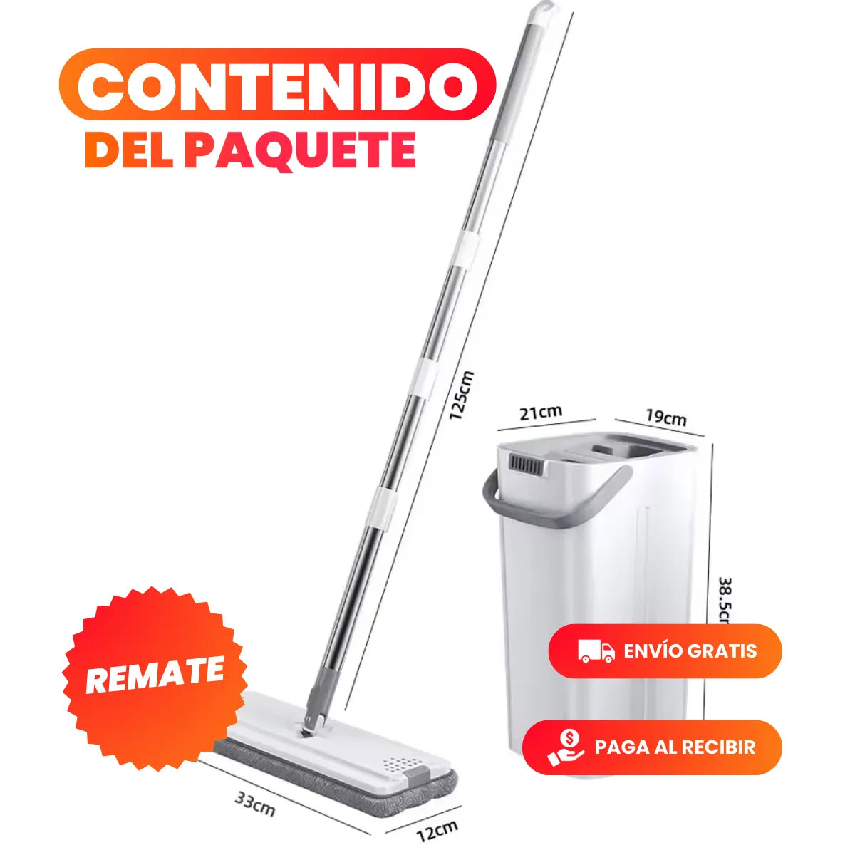 CleanSmart® - Trapeador con Mopa y Balde Autoescurrible