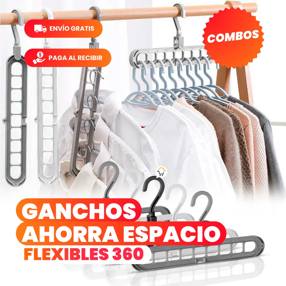 AhorraMax™ - Packs Ganchos Ahorradores Espacio Flexible